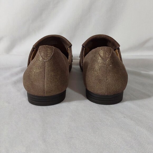 NEW! G.H. Bass & Co "Harlow" D'orsay Flat Metallic Brown Suede Weejuns - 8 - Picture 4 of 13